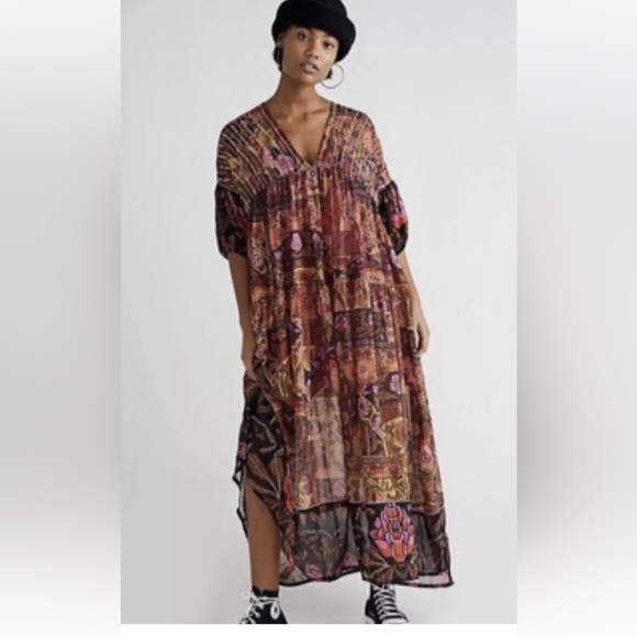 Free People Bali Too Much To Dream Embellished Maxi Dress Floral